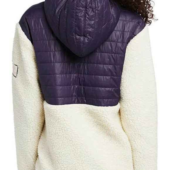 Ivory Ella Sherpa Puffer Mixed Media Women's Hooded Jacket Small NWT - Picture 2 of 11